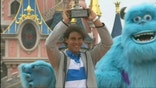 The Spanish tennis player posed with the cup along with some of the most recognizable characters from Disney's franchises.