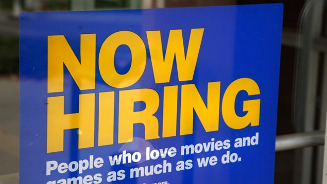 Help Wanted Sign at Blockbuster Store