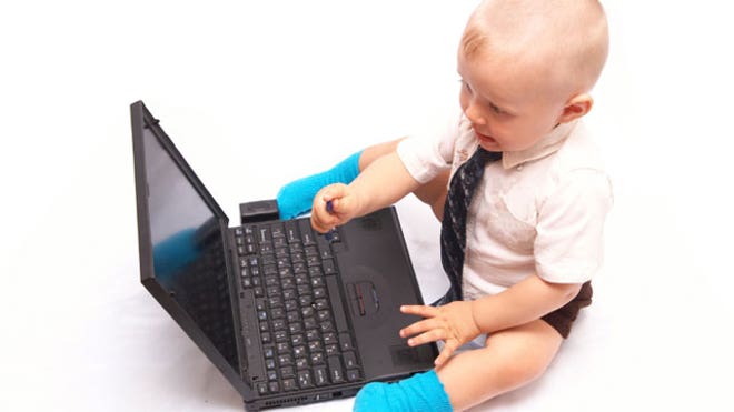 Business Baby Using Laptop