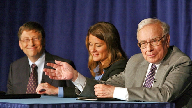 Bill and Melinda Gates With Warren Buffett at Charity Event