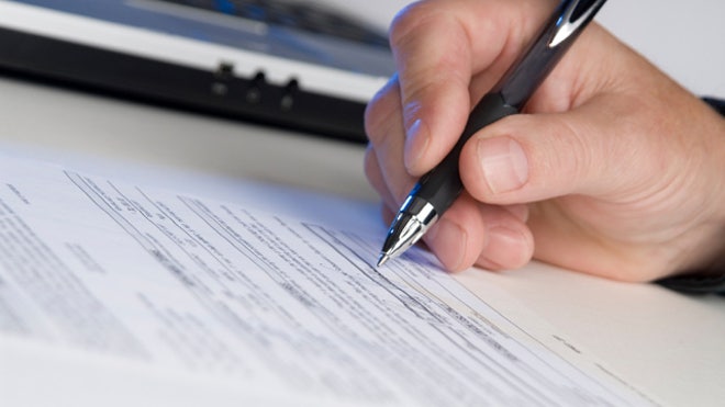 Signature on Document or Contract