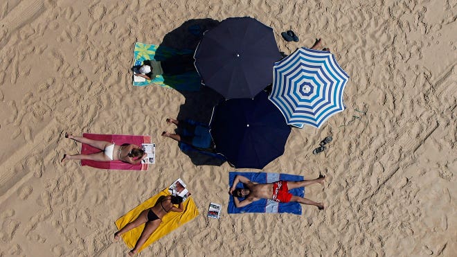 Vacation Beach Umbrella Sunbathing Tan Travel