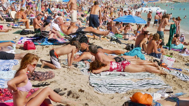 Crowded Beach Summer Vacation Trip