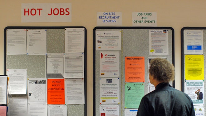 Man-Searches-Looks-Job-Posting-Board