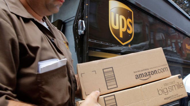 UPS Truck Man Holding Boxes