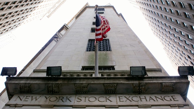 NYSE Building with U.S. Flag Hanging, Reuters