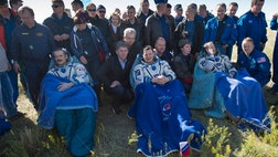 Canadian astronaut Chris Hadfield, American Thomas Marshburn, and Russian Roman Romanenko landed as planned southeast of the town of Dzhezkazgan
