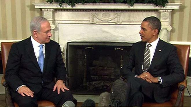 Obama Netanyahu Meet Pool Image