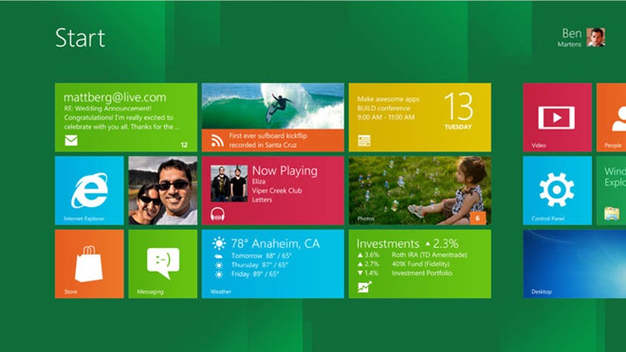 Microsoft Windows 8 Homescreen