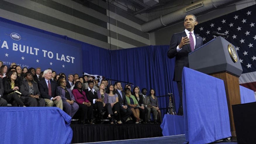 Obama at podium housing