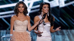 Miss Utah Marissa Powell had a rough time getting through the question and answer section of Sunday night's Miss USA pageant.