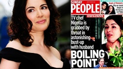 Celebrity chef Nigella Lawson was photographed being choked repeatedly by her husband at a London restaurant, according to a report in the UK press.