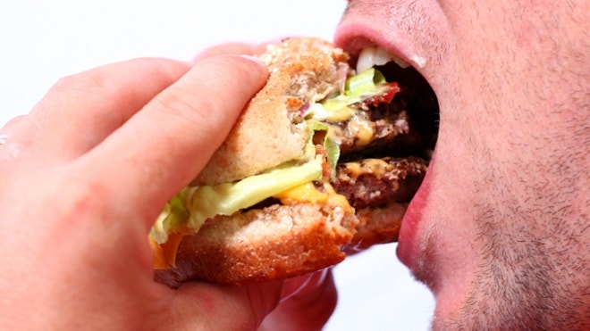 Eating Hamburger