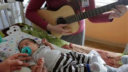 >Recent studies and anecdotal reports suggest the vibrations and soothing rhythms of music, especially performed live in the hospital, might benefit preemies and other sick babies.