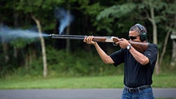 The White House has released a photograph of President Obama skeet shooting at Camp David -- some proof for critics skeptical about whether Obama, amid efforts to tighten gun control, saying he takes target practice at the presidential retreat and that he has a “profound respect” of the tradition of hunting.