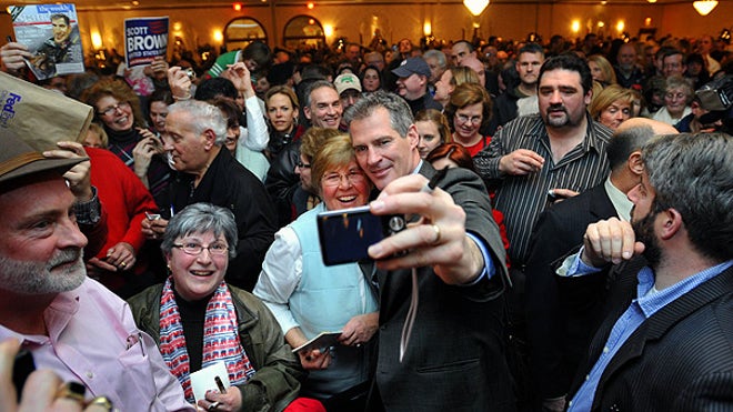 Scott Brown with supporters