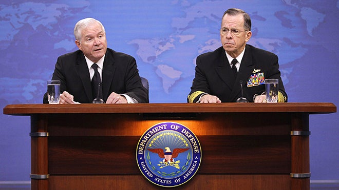 Gates, Mullen at desk talk gays