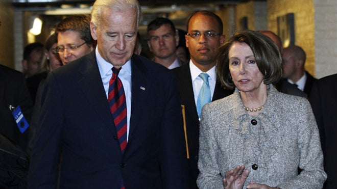 Biden, Pelosi walk and talk tax cuts on Hill