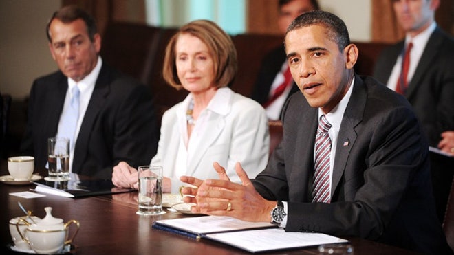 Obama, Pelosi and Boehner in WH
