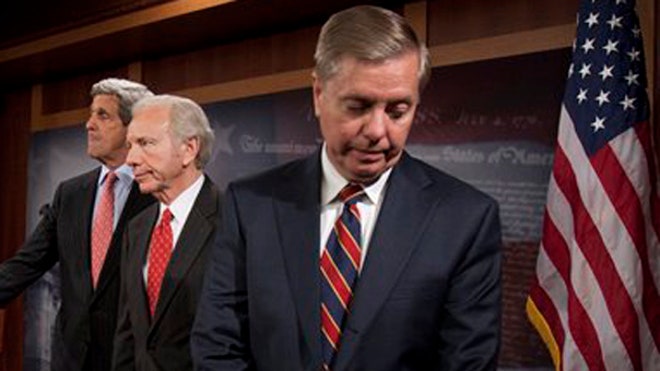 Sens. Lindsey Graham, John Kerry, Joe Lieberman