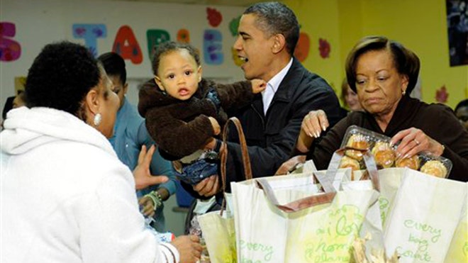 President Obama at a DC food pantry