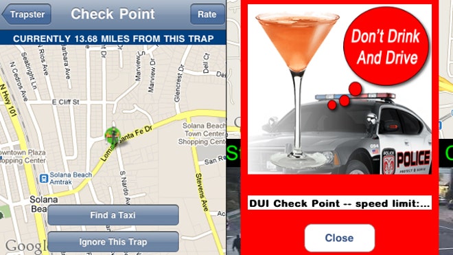 DUI checkpoint apps