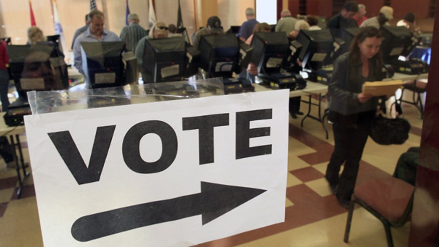 Early voters and sign in Nevada