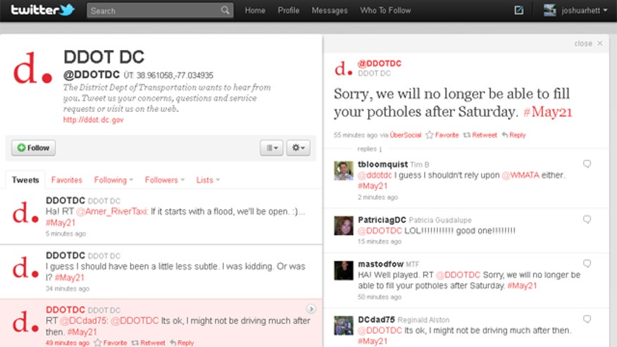 DDOT Tweets on the 'Rapture'