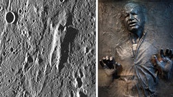 >A photo of the surface of the planet Mercury has set astronomers giggling with what appears to be Star Wars' hero Han Solo -- frozen in carbonite