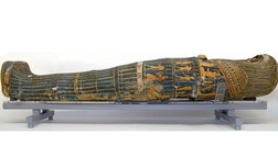 >A 3,000-year-old mummy case has been restored to its former glory thanks to the help of Lego building blocks.