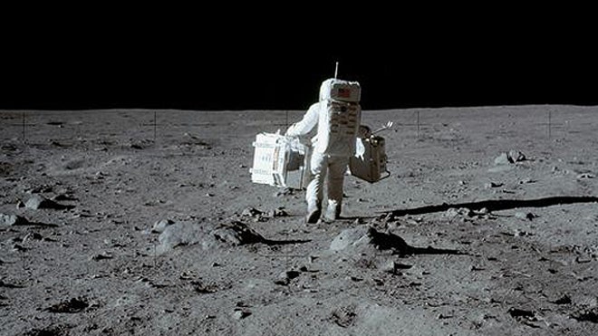 Buzz Aldrin Collects Rocks