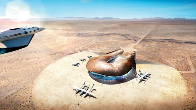 Plane lands at Spaceport America