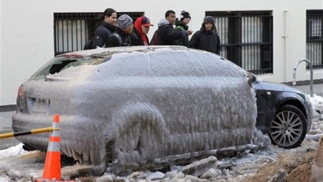 New York car encased in ice
