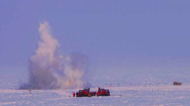 south pole building blast