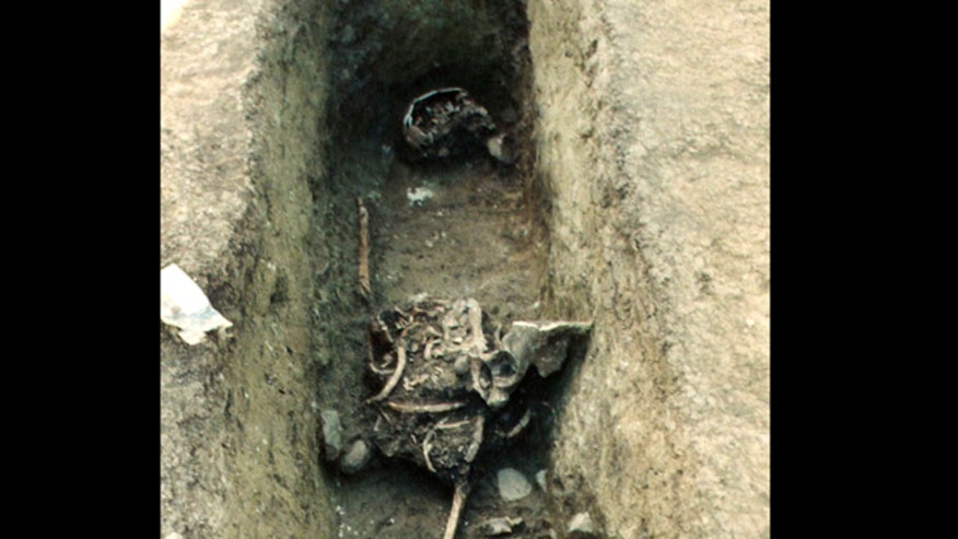 Grave in Austrian medieval cemetery Brunn