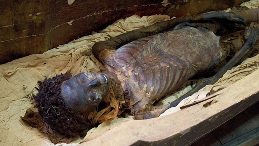 the mummy Maiherpri resides in a sarcophagus