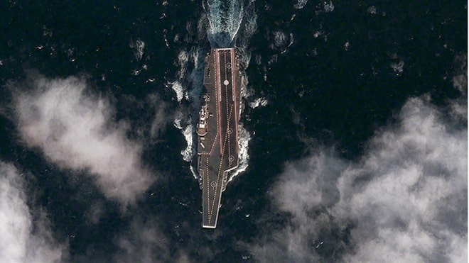 Satellite image shows the Chinese aircraft carrier Varyag