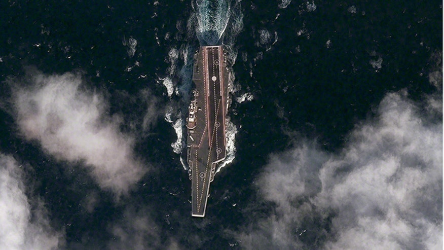 Satellite image shows the Chinese aircraft carrier Varyag