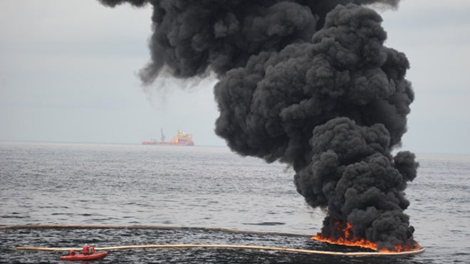 Oil burns on Gulf