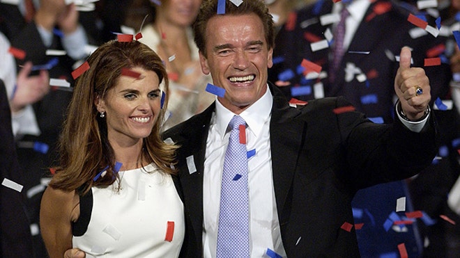 Maria Shriver and Arnold Schwarzenegger celebrate gubernatorial victory AP