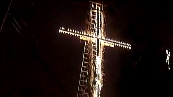 Cross in front lawn
