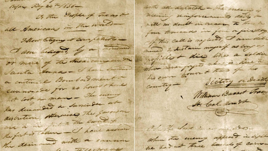 Alamo's 'Victory Or Death' Letter At Center Of Tug-of-war Between Texas ...