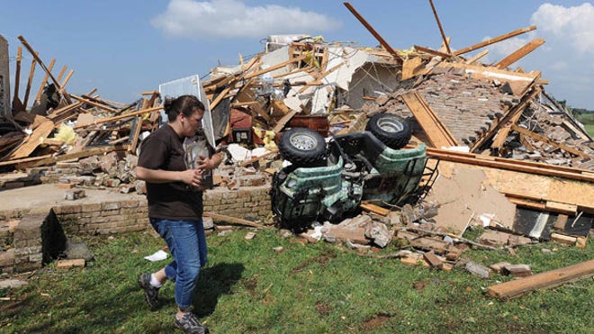 Home destroyed by twister in Miss.