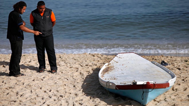 Boat used by palestinian militants in gaza