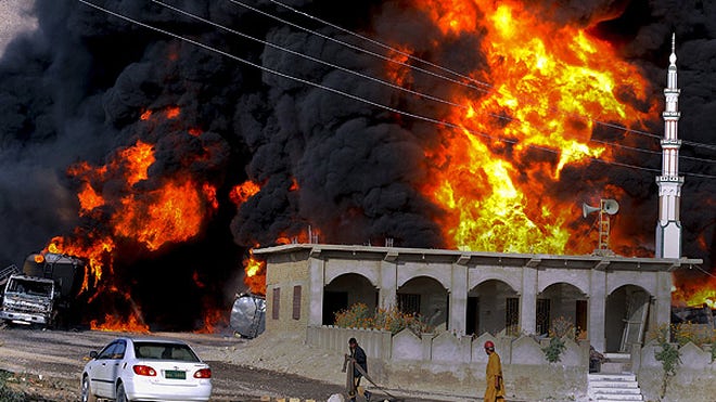 NATO trucks in Pak torched again