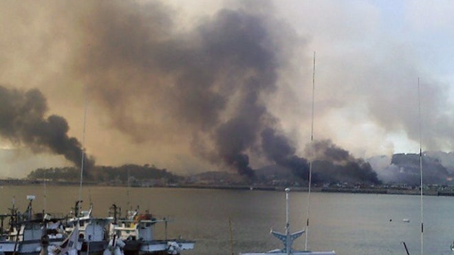 SK island afire near NK