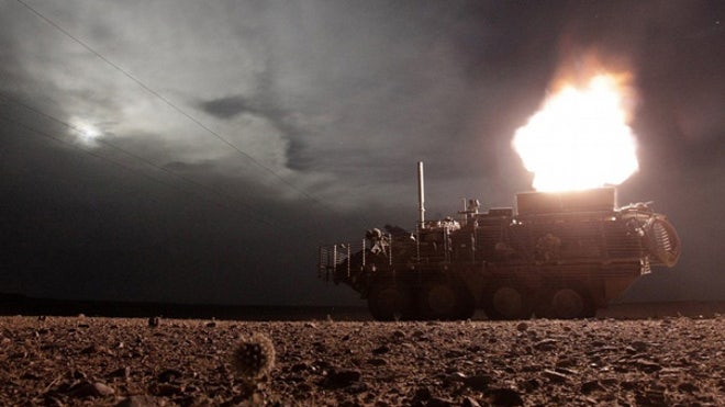 Stryker armored tank fires in Kandahar