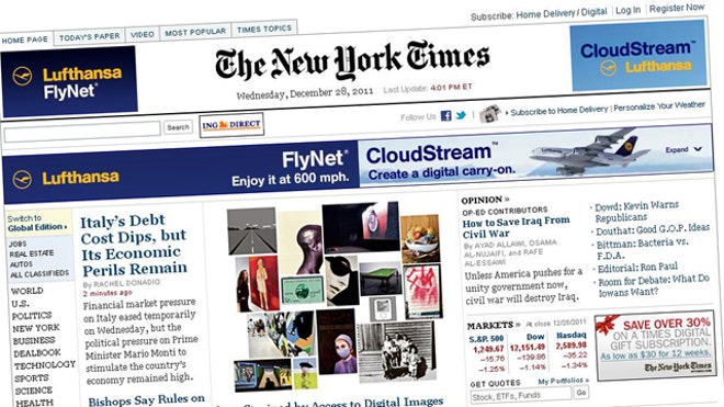 NY Times Web Site Generic Screenshot