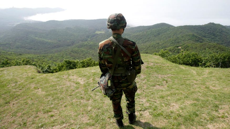 Troop Stands Along Korean Border