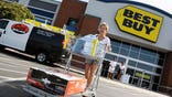 Best Buy suffered a % dive in first-quarter earnings amid slumping international sales, but the electronic retailer’s results bested Wall Street’s expectations and management maintained its guidance.